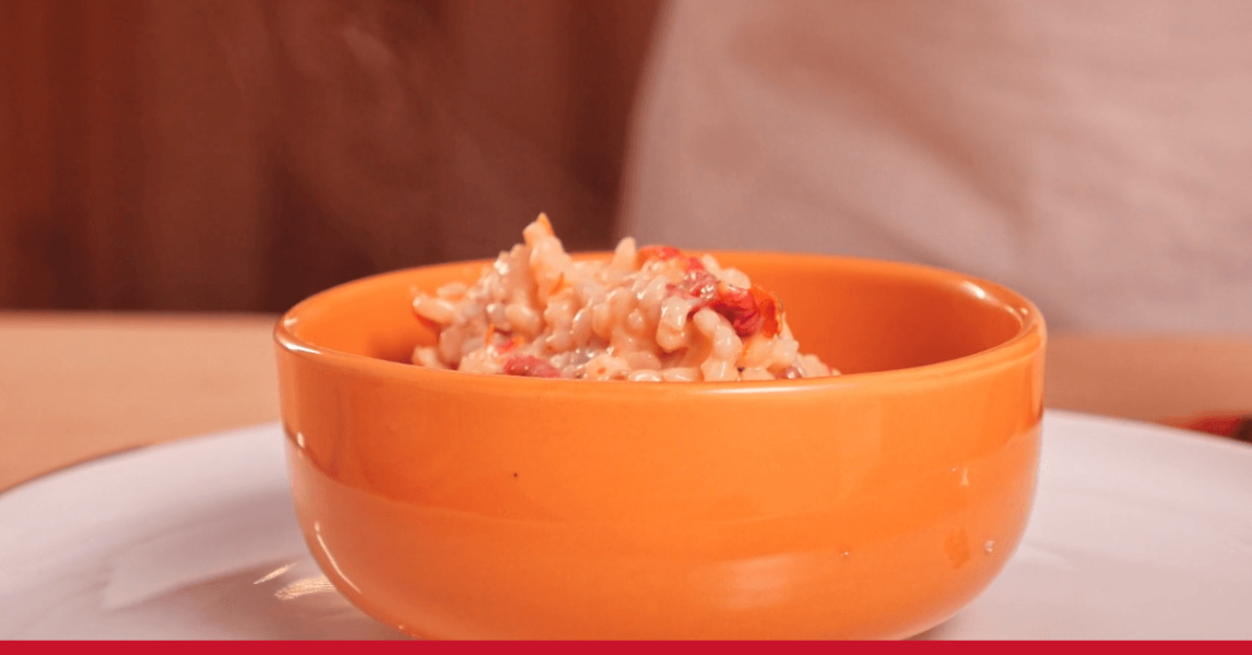 Arroz cremoso com tomate seco